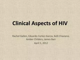 Clinical Aspects of HIV