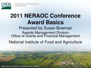 2011 NERAOC Conference Award Basics Presented by Susan Bowman Awards Management Division