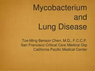 Mycobacterium and Lung Disease