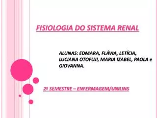 fisiologia do sistema renal