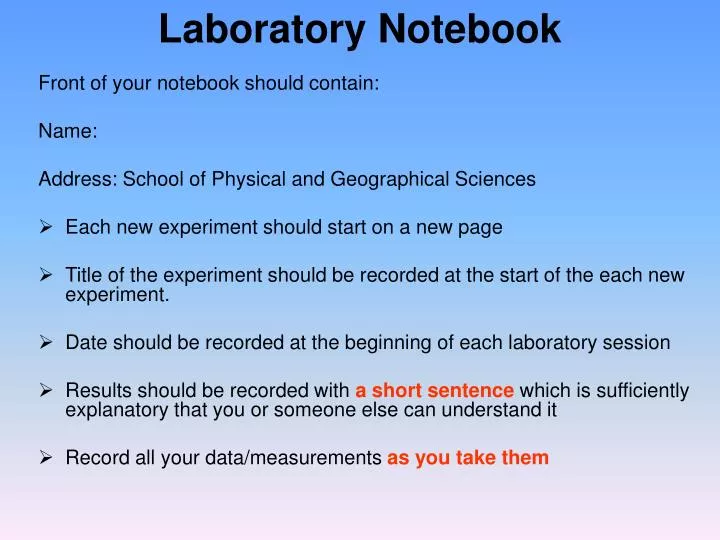 laboratory notebook