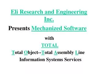 Eli Research and Engineering Inc.