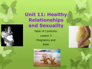 Unit 11: Healthy Relationships and Sexuality