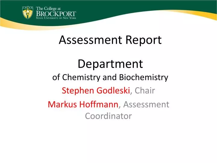 assessment report department of chemistry and biochemistry