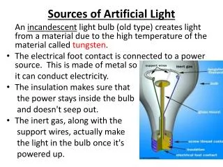 Sources of Artificial Light