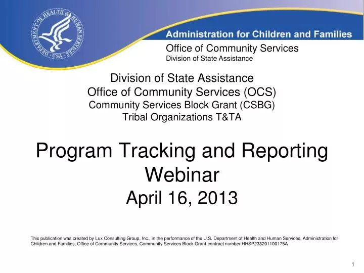 program tracking and reporting webinar april 16 2013