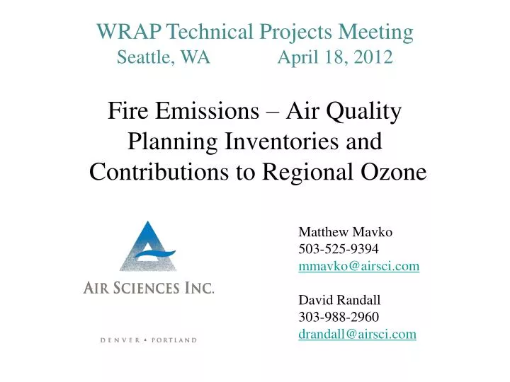 fire emissions air quality planning inventories and contributions to regional ozone