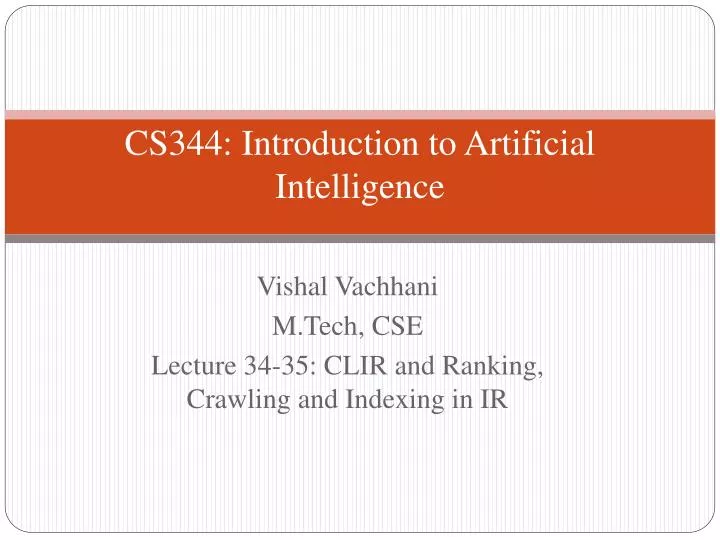 cs344 introduction to artificial intelligence