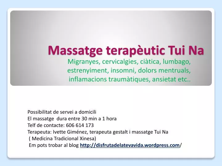 massatge terap utic tui na