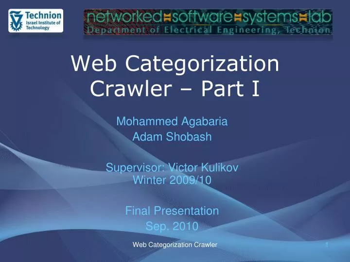 web categorization crawler part i