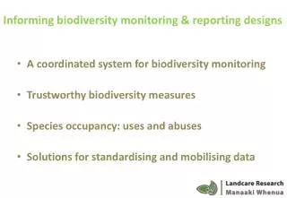 Informing biodiversity monitoring &amp; reporting designs