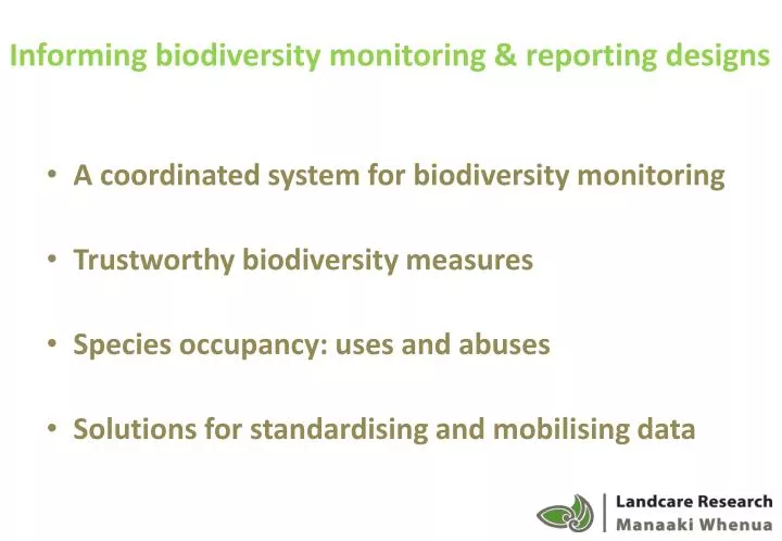 informing biodiversity monitoring reporting designs
