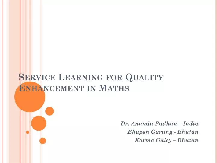 service learning for quality enhancement in maths