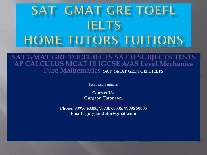 sat gmat gre toefl ielts home tutors tuitions