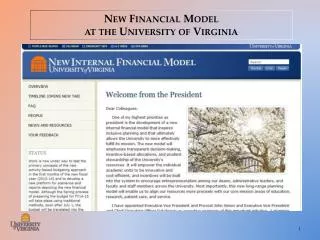 New Financial Model at the University of Virginia