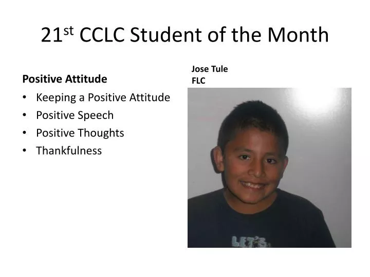 21 st cclc student of the month