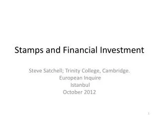 Stamps and Financial Investment