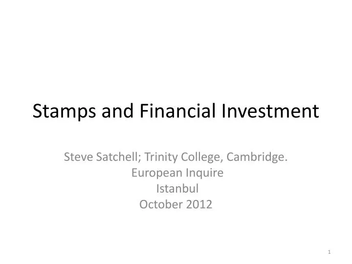 stamps and financial investment