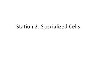 Station 2: Specialized Cells
