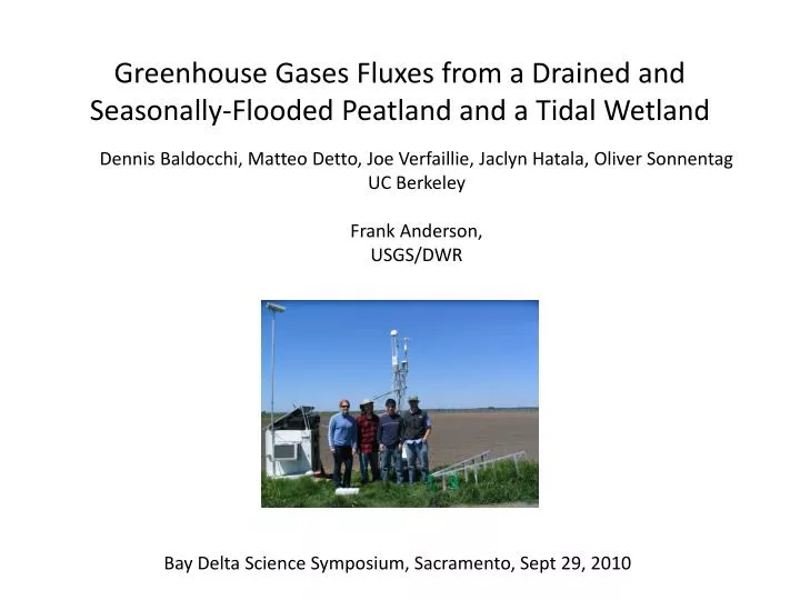 greenhouse gases fluxes from a drained and seasonally flooded peatland and a tidal wetland