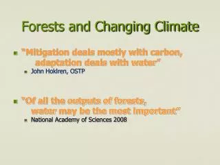 Forests and Changing Climate