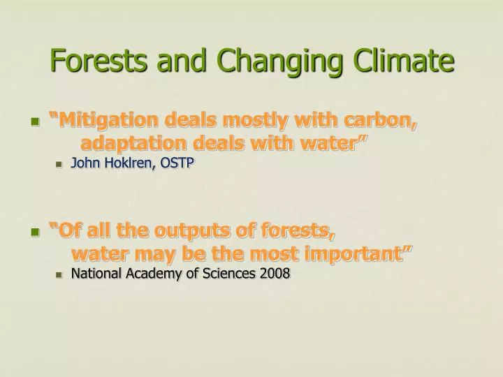 forests and changing climate