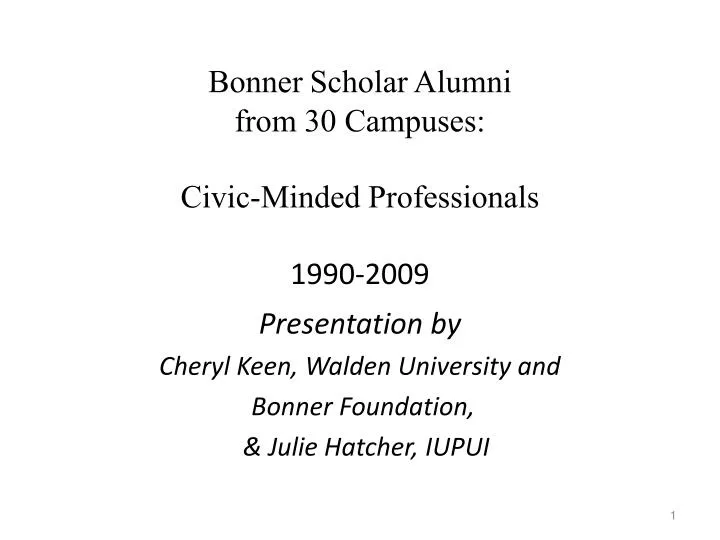 bonner scholar alumni from 30 campuses civic minded professionals 1990 2009