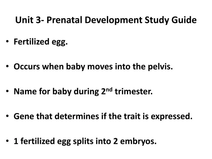 unit 3 prenatal development study guide