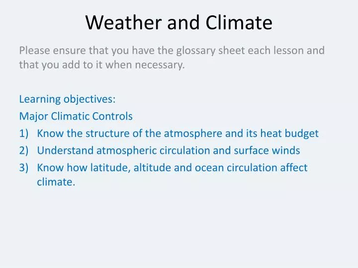 weather and climate