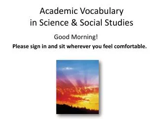 Academic Vocabulary in Science &amp; Social Studies