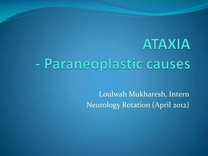 ataxia paraneoplastic causes