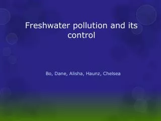Freshwater pollution and its control
