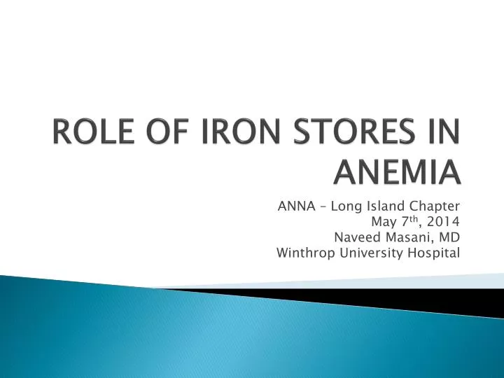 role of iron stores in anemia