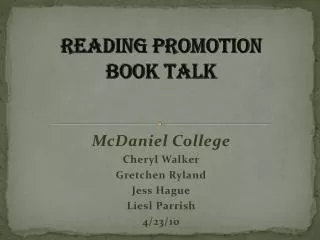Reading Promotion Book Talk