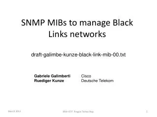 SNMP MIBs to manage Black Links networks