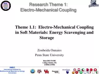 Theme 1.1: Electro-Mechanical Coupling in Soft Materials: Energy Scavenging and Storage