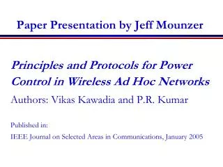 Paper Presentation by Jeff Mounzer