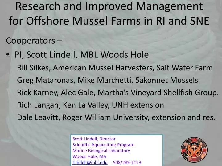 research and improved management for offshore mussel farms in ri and sne