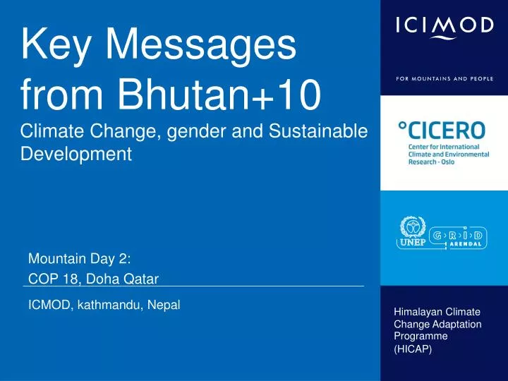 key messages from bhutan 10 climate change gender and sustainable development