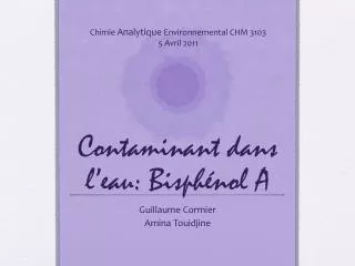 contaminant dans l eau bisph nol a