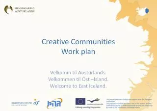 Creative Communities Work plan