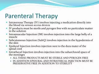 Parenteral Therapy