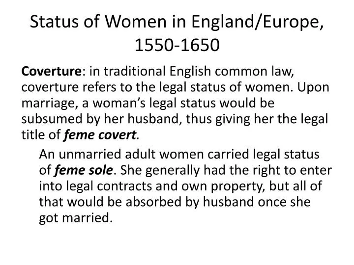 status of women in england europe 1550 1650