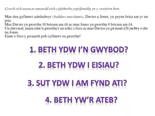 1. Beth ydw i’n gwybod?