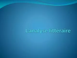 l analyse litt raire
