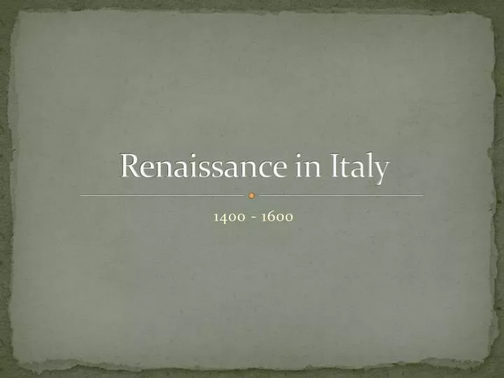 renaissance in italy