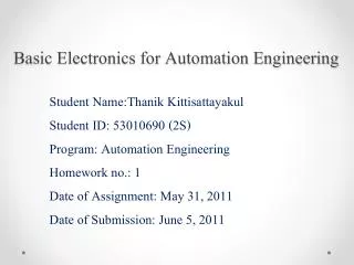 basic electronics for automation engineering