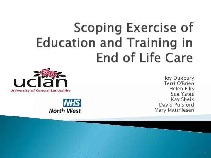 scoping exercise of education and training in end of life care