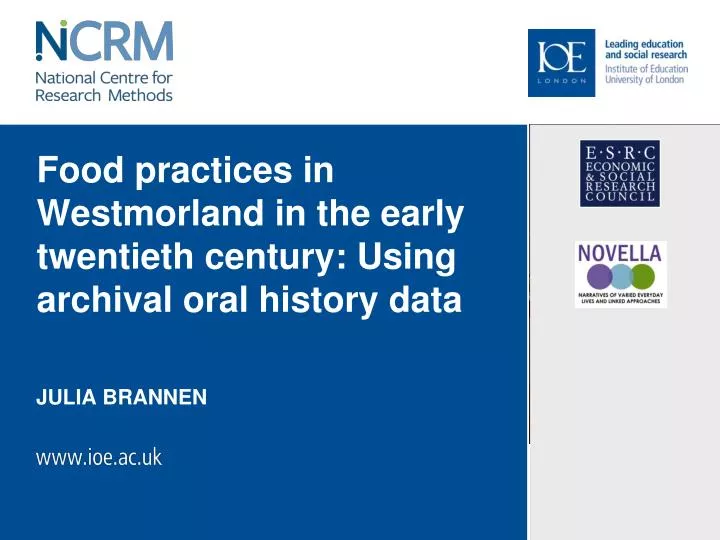 food practices in westmorland in the early twentieth century using archival oral history data