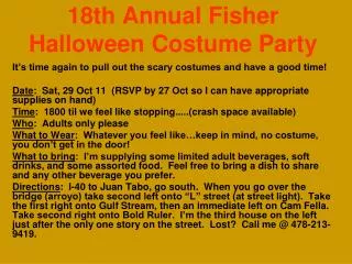 18th Annual Fisher Halloween Costume Party